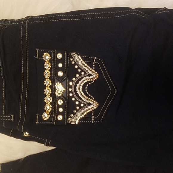 RICO RINESTONE SKINNY BLUE JEANS - Picture 3 of 7